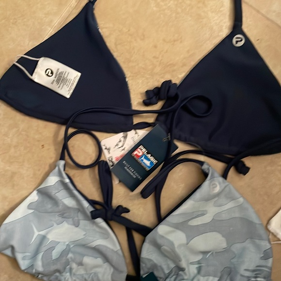 NWT women’s pelagic reversible Key West Ws Bikini Top AMERICANO/Fish Camo blue - Picture 7 of 14